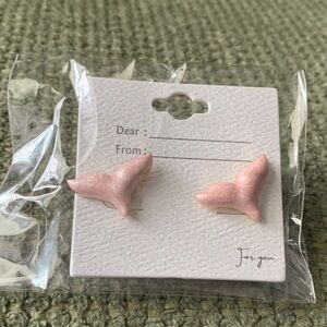 Pink Whale Tail Earrings